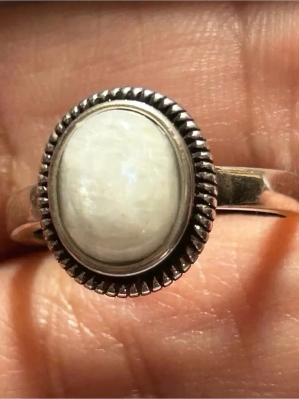 Sterling Silver S925 White Milky Moonstone Oval Ring Size 8 New S 925 jewelry